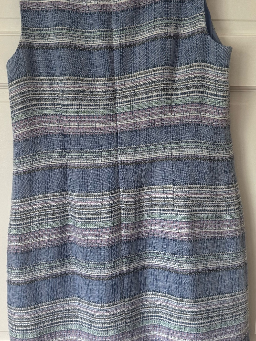 Talbots Tweed Blue Striped Sleeveless Midi Dress - Picture 3 of 4